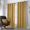 Velvet Chenille Ochre Eyelet Curtains