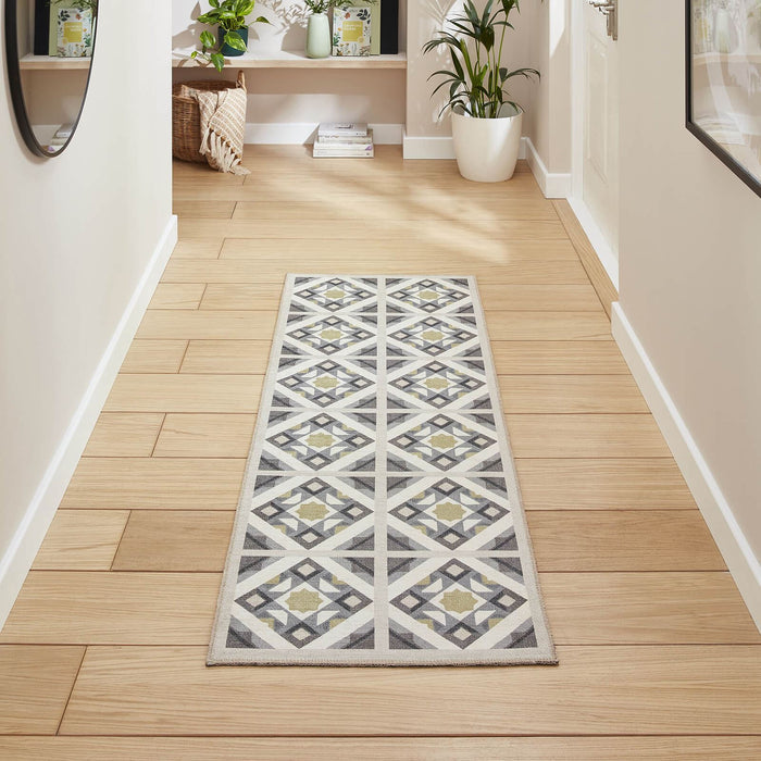 Victoria H1187 Grey/Yellow Washable Rug