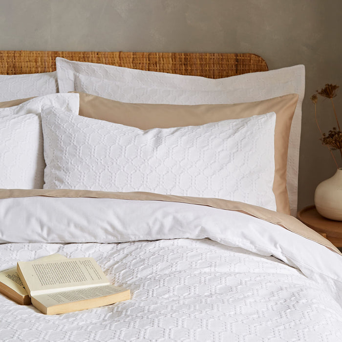 Waffle Cotton Circle White Duvet Set
