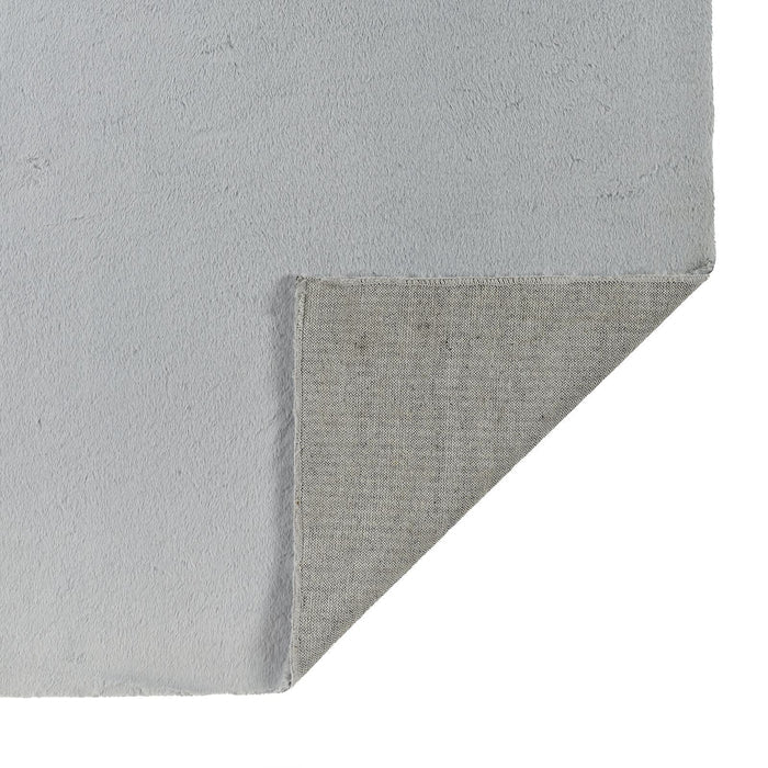 Washable Faux Fur Plain Grey Rug
